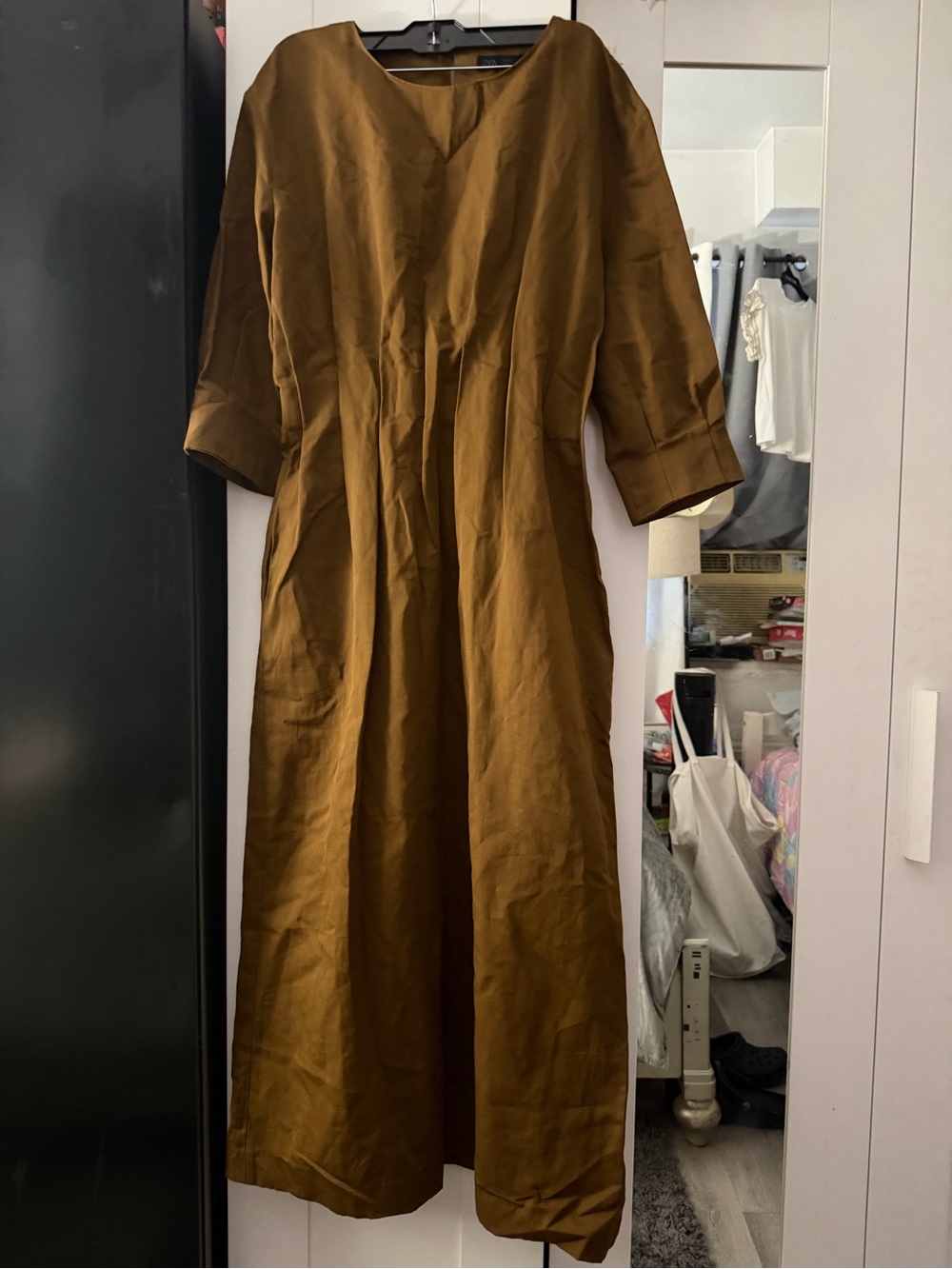 Zara Tan-Brown Midi Dress - Picture 12 of 13